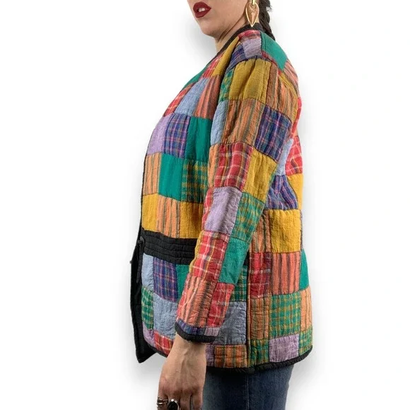❌SOLD❌90's patchwork color block cotton spring jacket by OSY - Picture 9 of 16